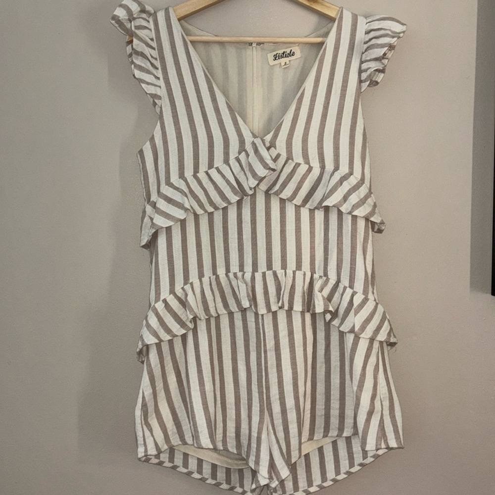 Linen Striped Short Romper